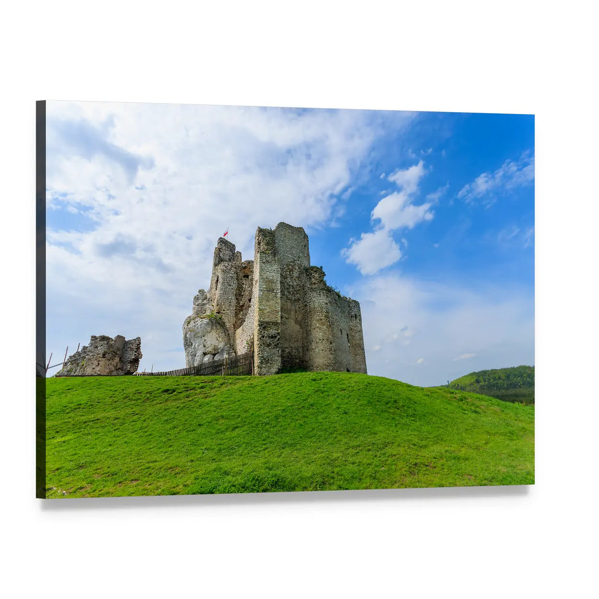 Ruins of Medieval Mirow Castle Canvas Wall Art, single panel gallery wrapped canvas, angled product view