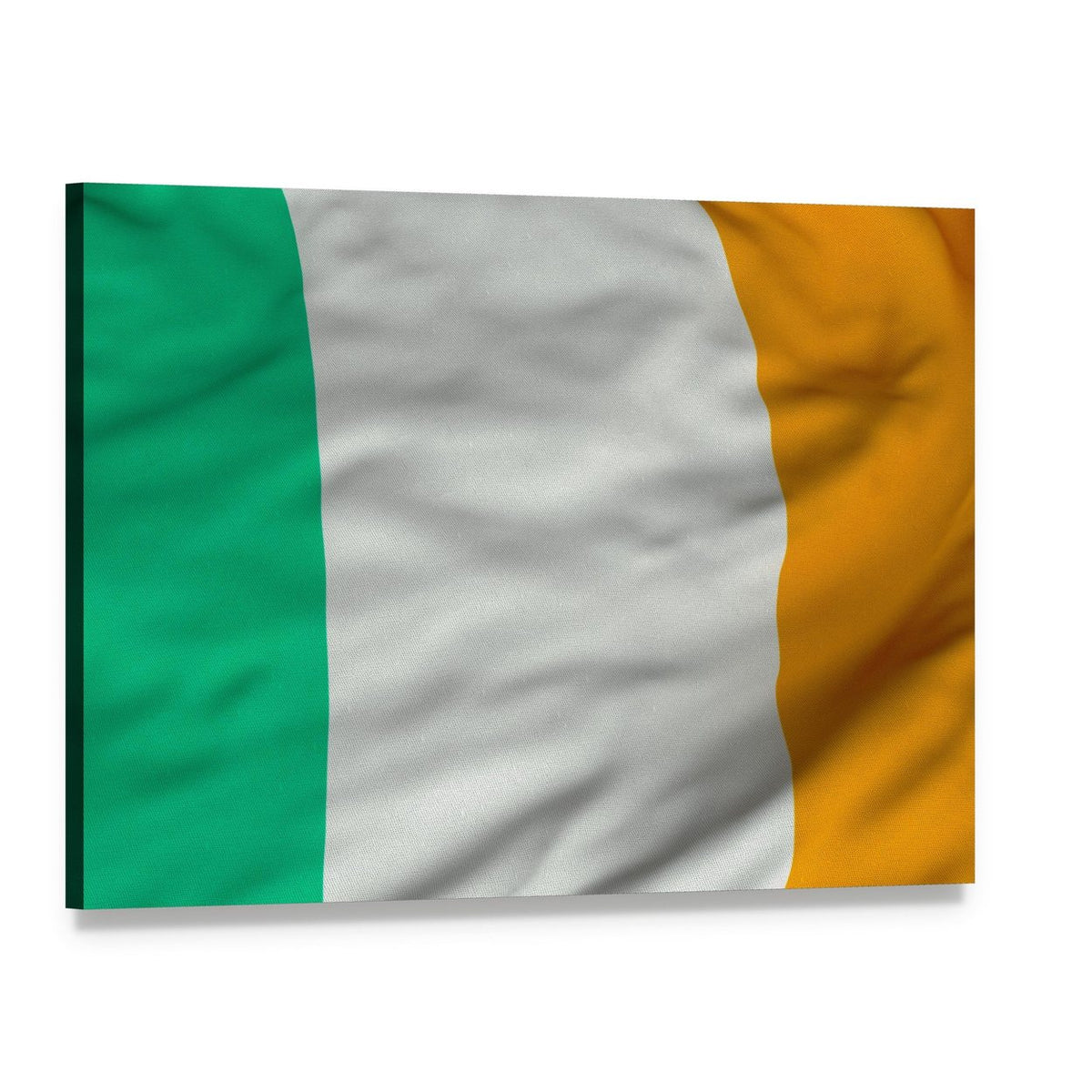 Waving Irish Flag Close-up Canvas Wall Art, single panel gallery wrapped canvas, angled product view
