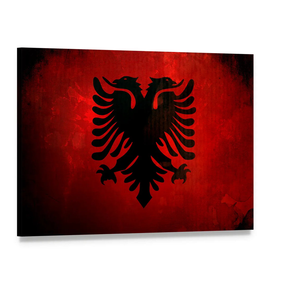 Albanian Flag with Double-headed Eagle Canvas Wall Art, single panel gallery wrapped canvas, angled product view