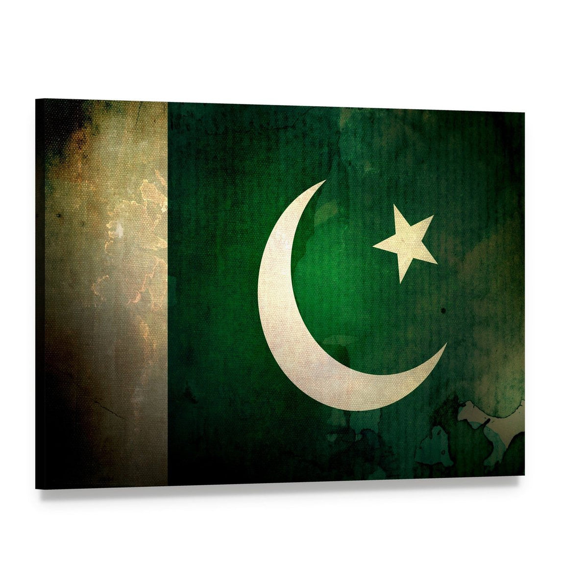 Pakistan Flag with Grunge Texture Canvas Wall Art, single panel gallery wrapped canvas, angled product view