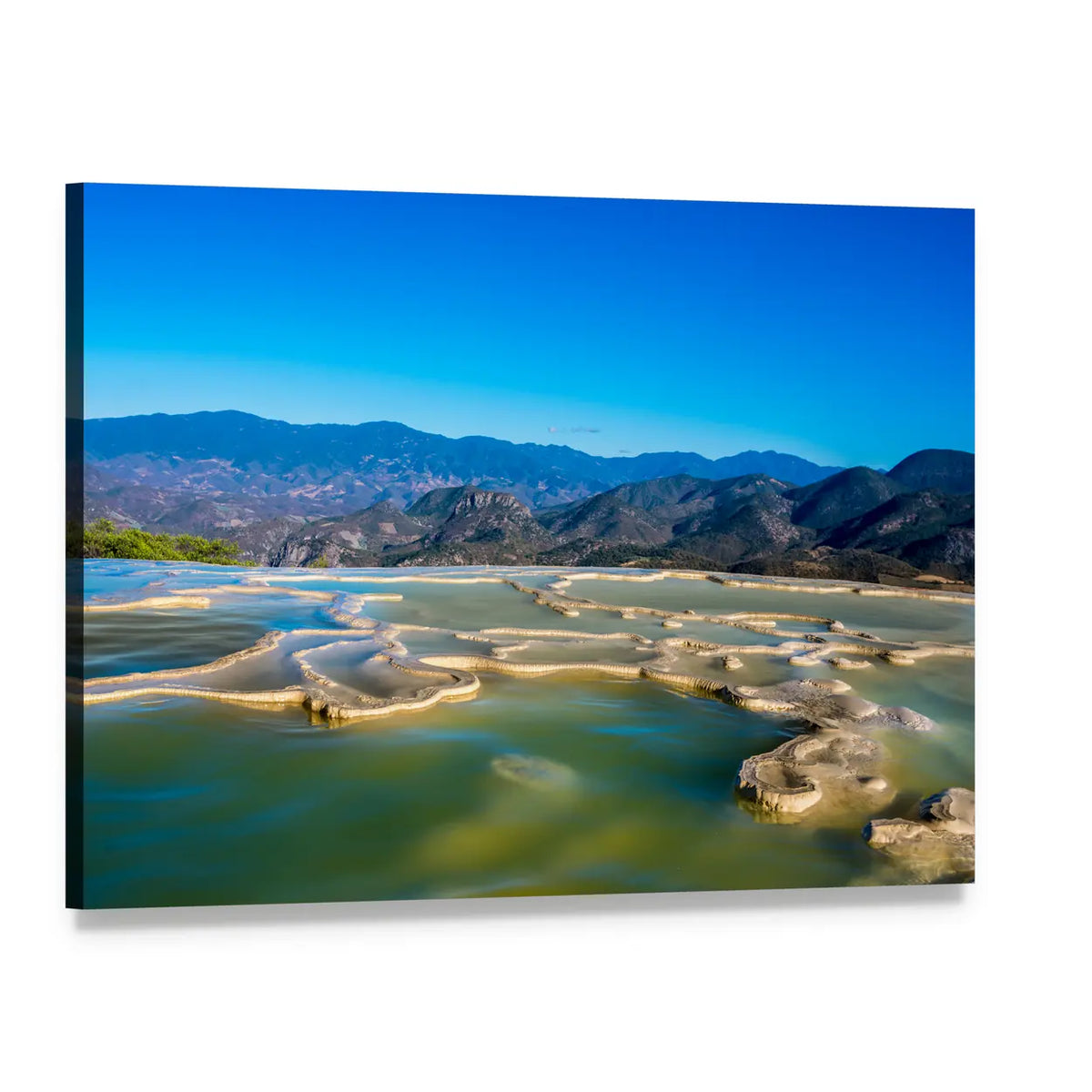 Oaxaca Terraced Thermal Pools Canvas Wall Art, single panel gallery wrapped canvas, angled product view