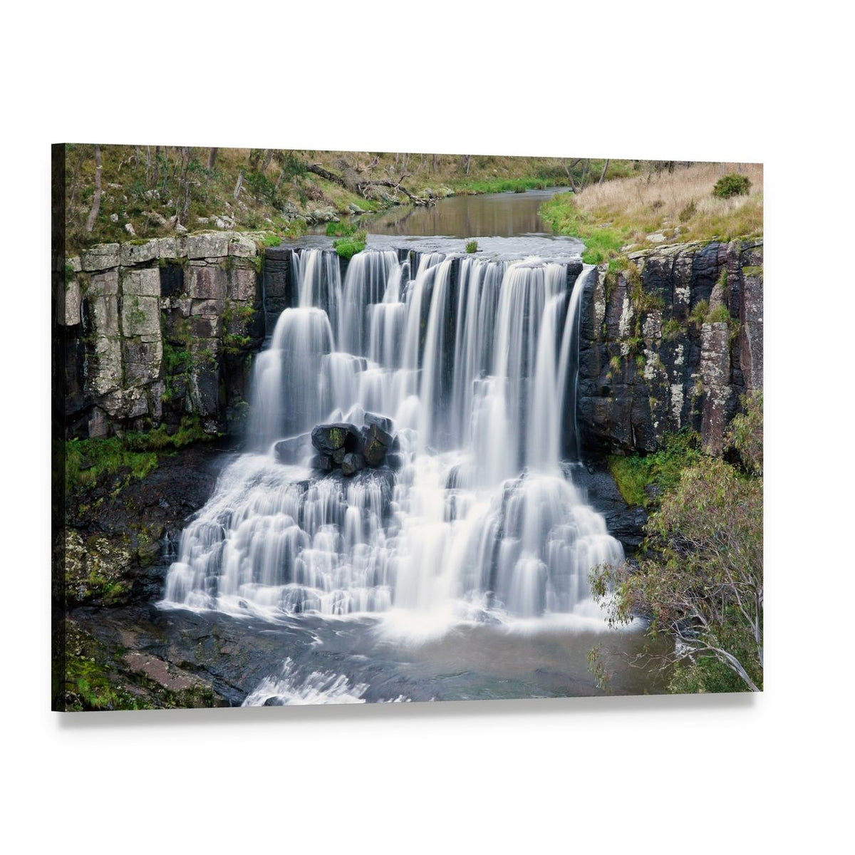 Ebor Falls Waterfall Australia Canvas Wall Art, single panel gallery wrapped canvas, angled product view