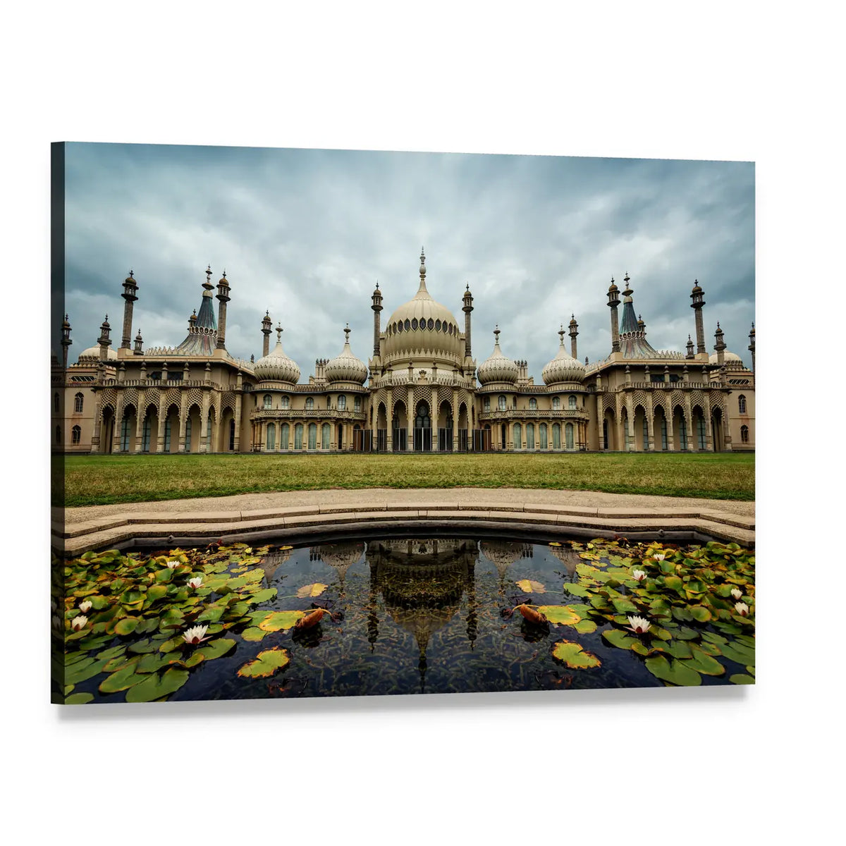 Royal Pavilion with Pond Reflection Canvas Wall Art, single panel gallery wrapped canvas, angled product view