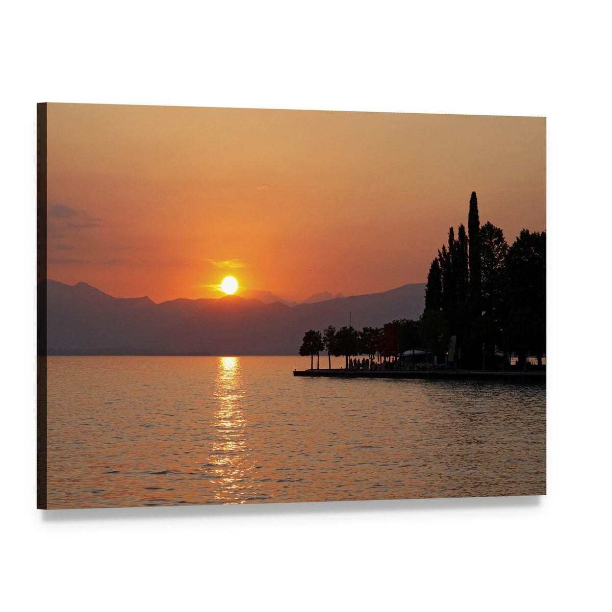Sunset Over Bardolino Lake Garda Canvas Wall Art, single panel gallery wrapped canvas, angled product view