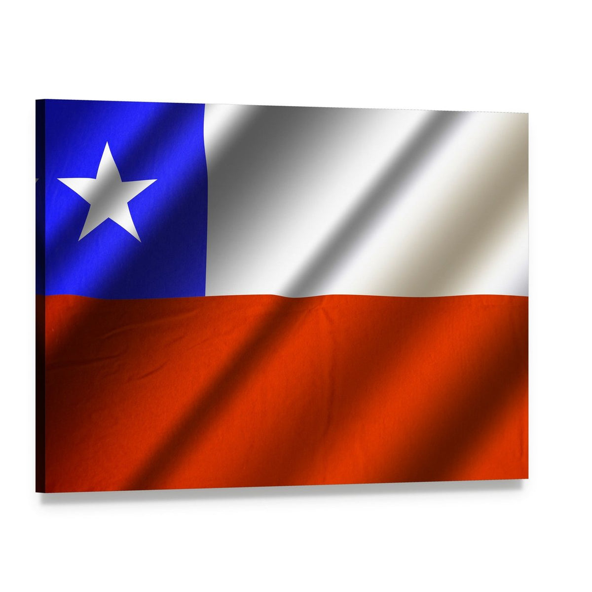 Modern Abstract Chilean Flag Canvas Wall Art, single panel gallery wrapped canvas, angled product view