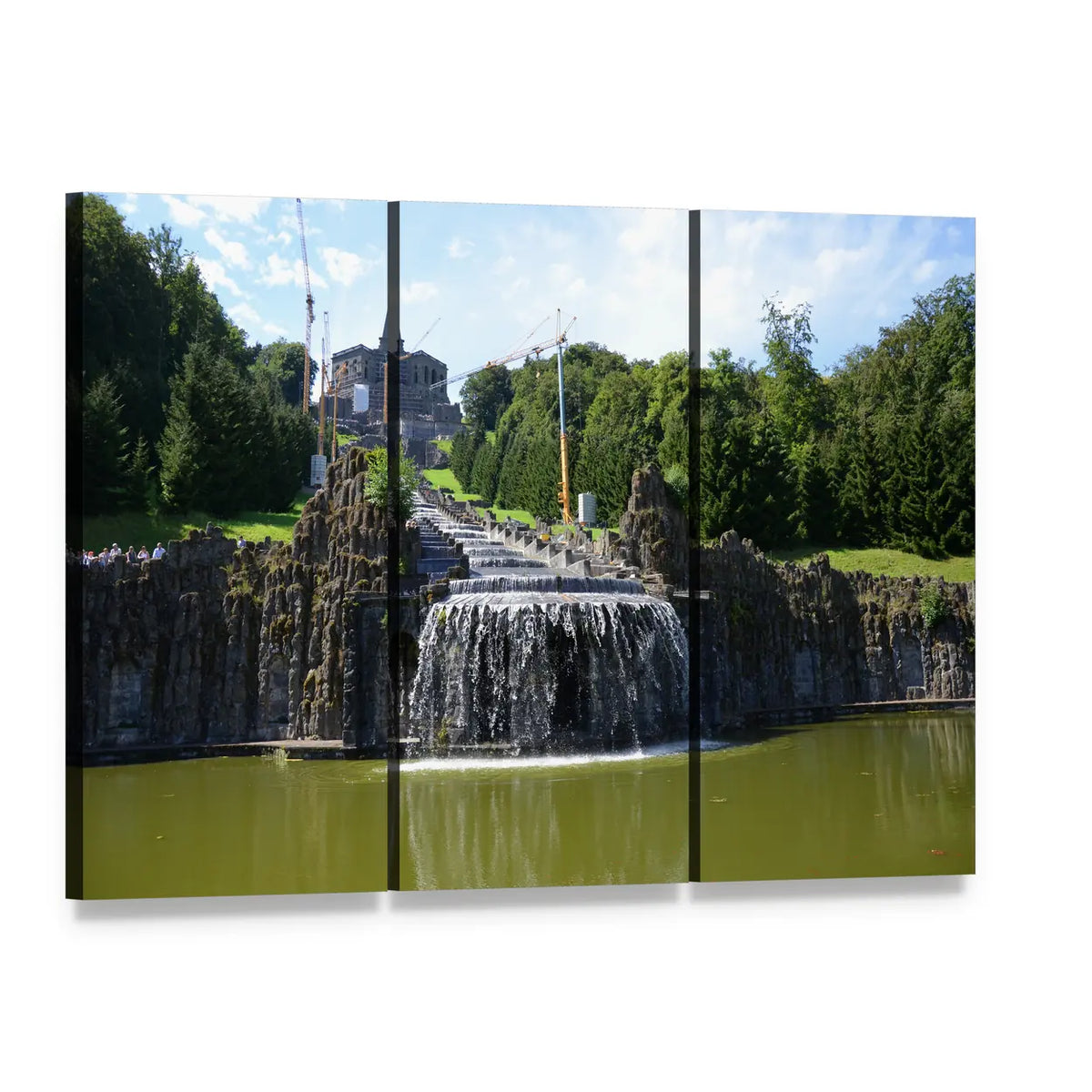Wilhelmshoehe Castle Park, Kassel Canvas Wall Art, 3 panel 3 Horizontal layout gallery wrapped canvas set, angled product view