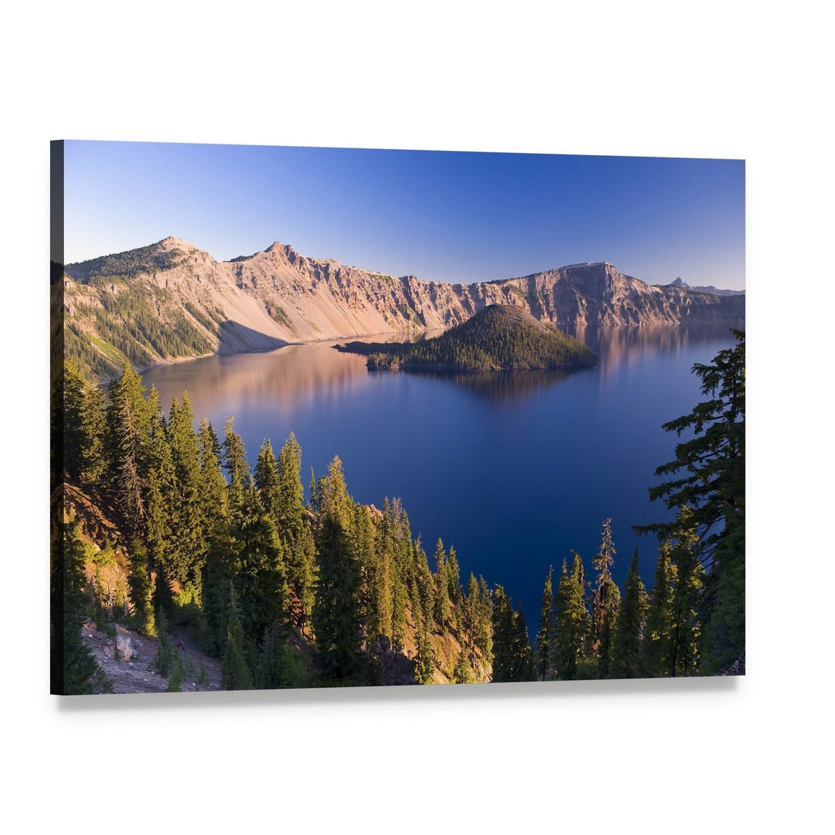Sunrise Over Crater Lake Canvas Wall Art, single panel gallery wrapped canvas, angled product view