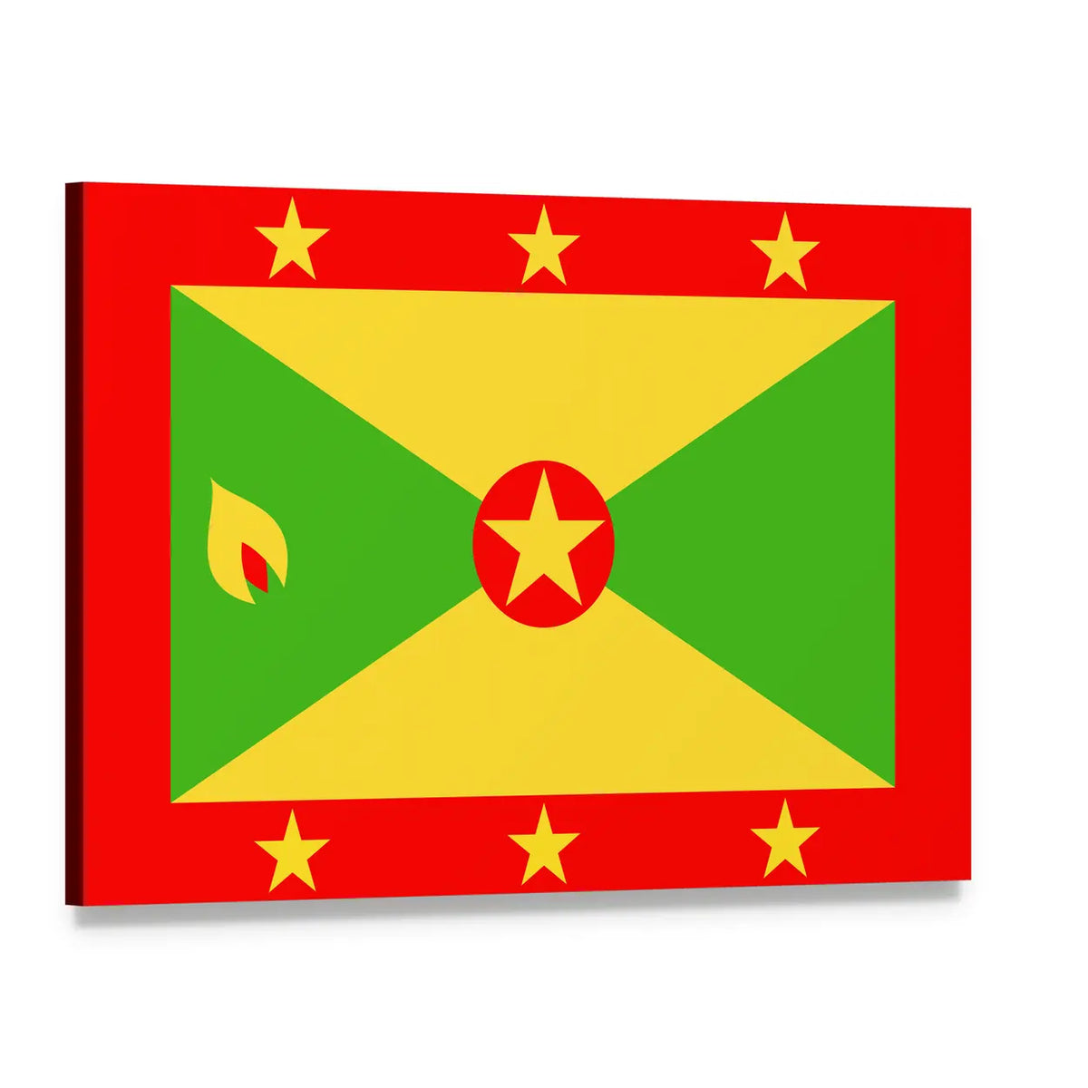 Grenada National Flag Canvas Wall Art, single panel gallery wrapped canvas, angled product view