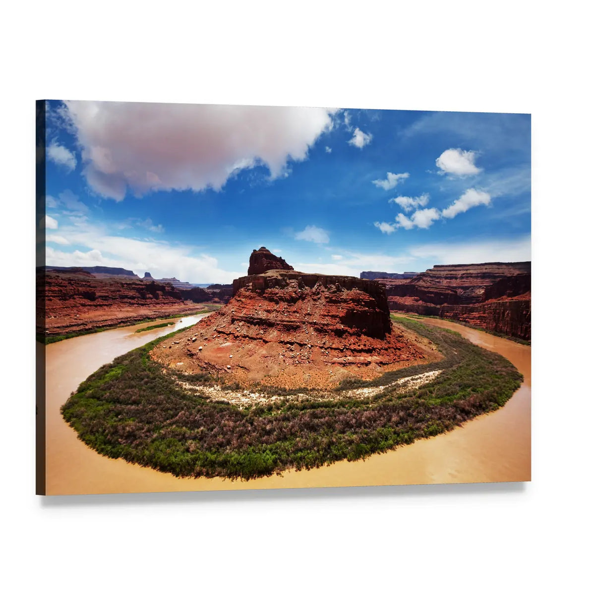 Canyonlands National Park River Bend Canvas Wall Art, single panel gallery wrapped canvas, angled product view