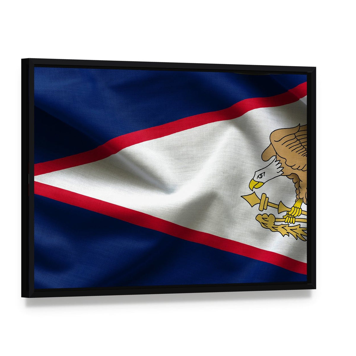 American Samoa Flag Canvas Wall Art, framed canvas in a black floater frame, angled product view