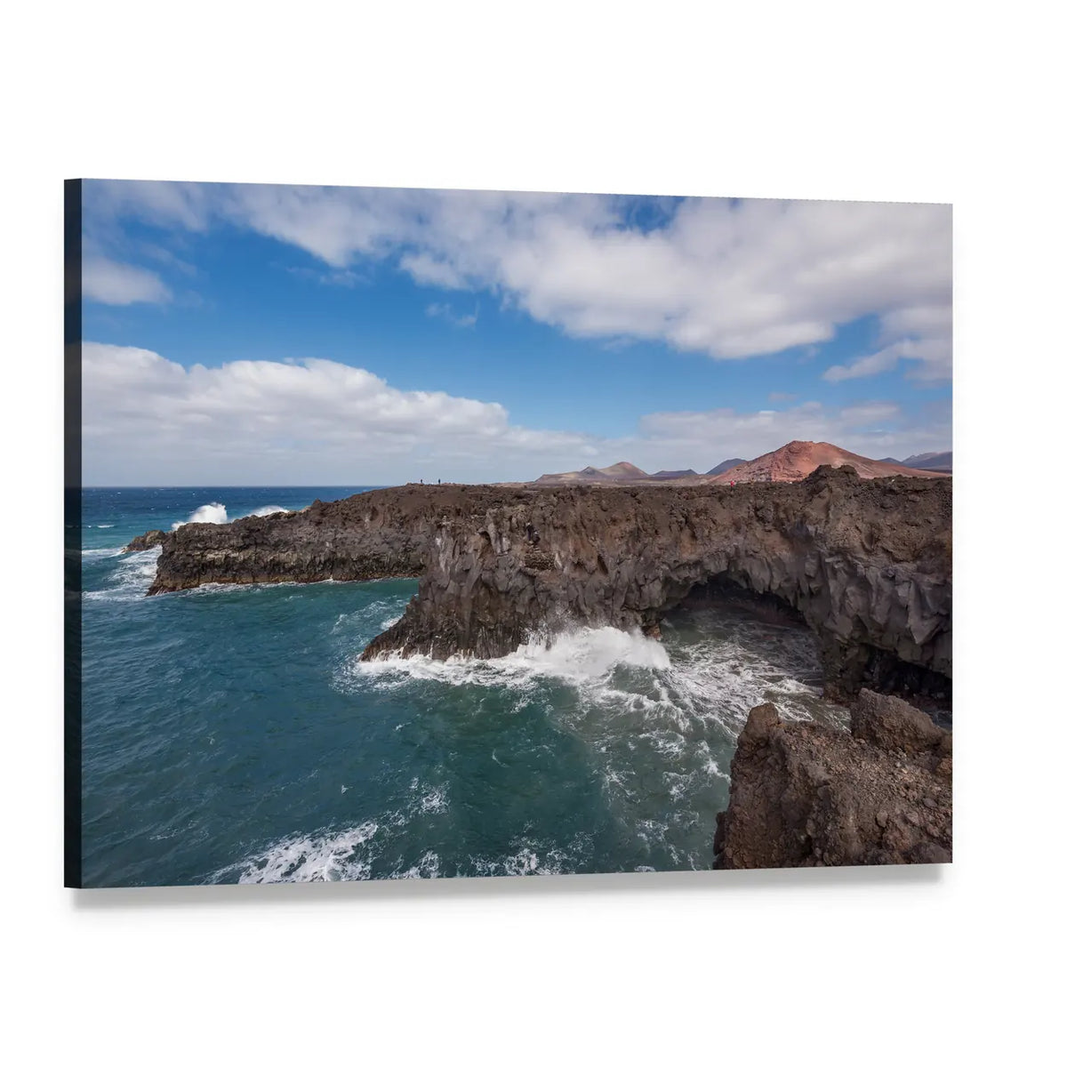 Los Hervideros Coastline Canvas Wall Art, single panel gallery wrapped canvas, angled product view