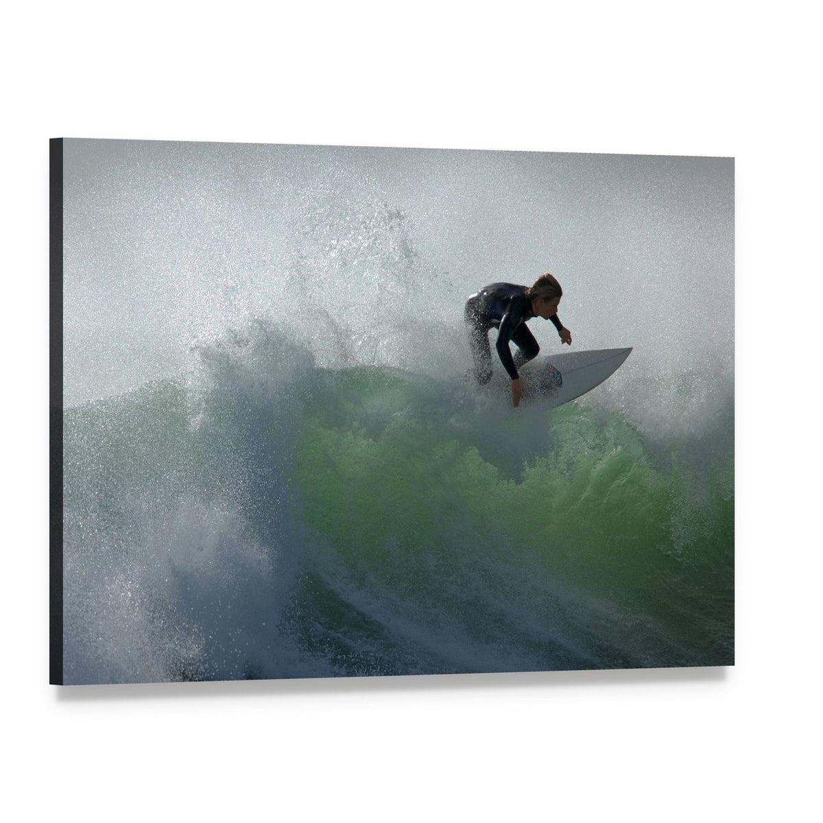 Surfing Floater Canvas Wall Art, single panel gallery wrapped canvas, angled product view
