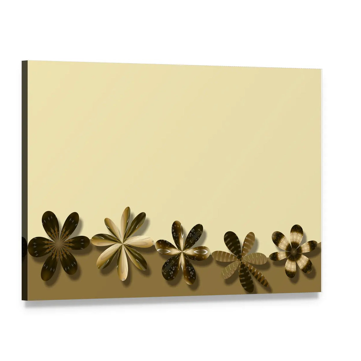 Brown Fantasy Floral Canvas Wall Art, single panel gallery wrapped canvas, angled product view
