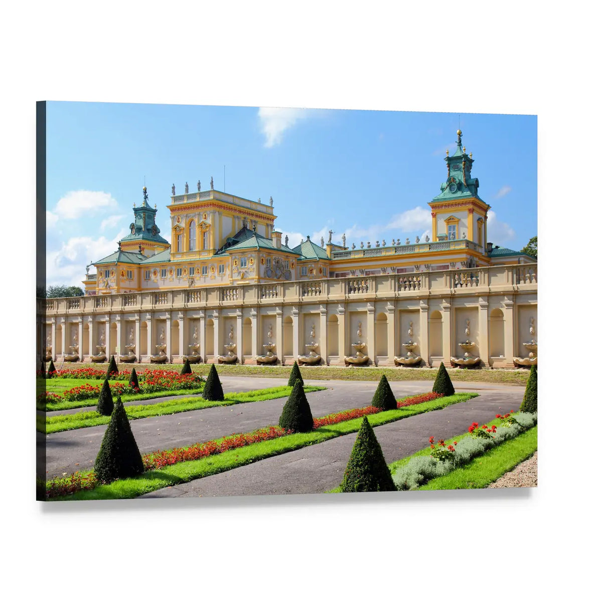 Wilanow Palace and Gardens Canvas Wall Art, single panel gallery wrapped canvas, angled product view