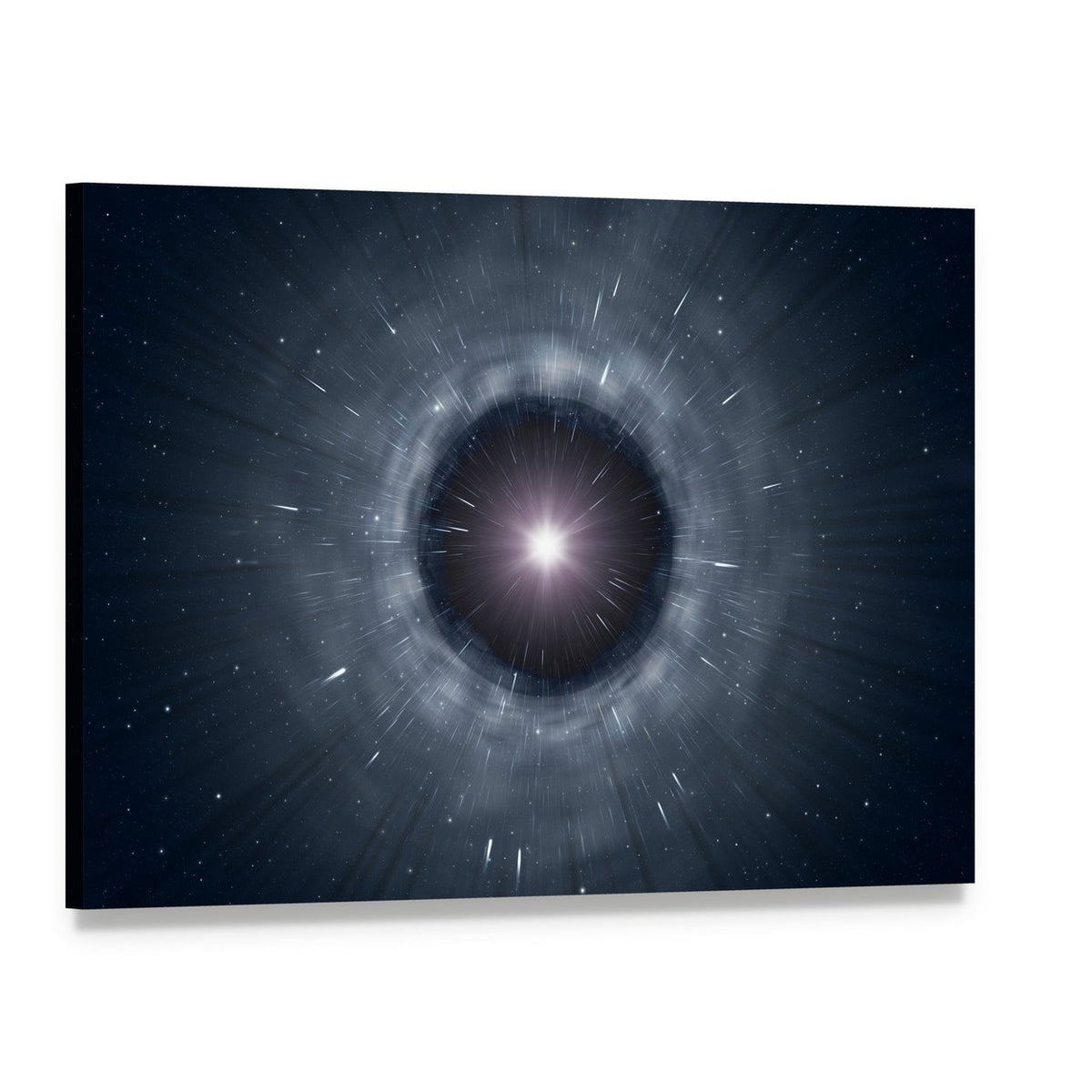 Black Hole Cosmic Tunnel Canvas Wall Art, single panel gallery wrapped canvas, angled product view
