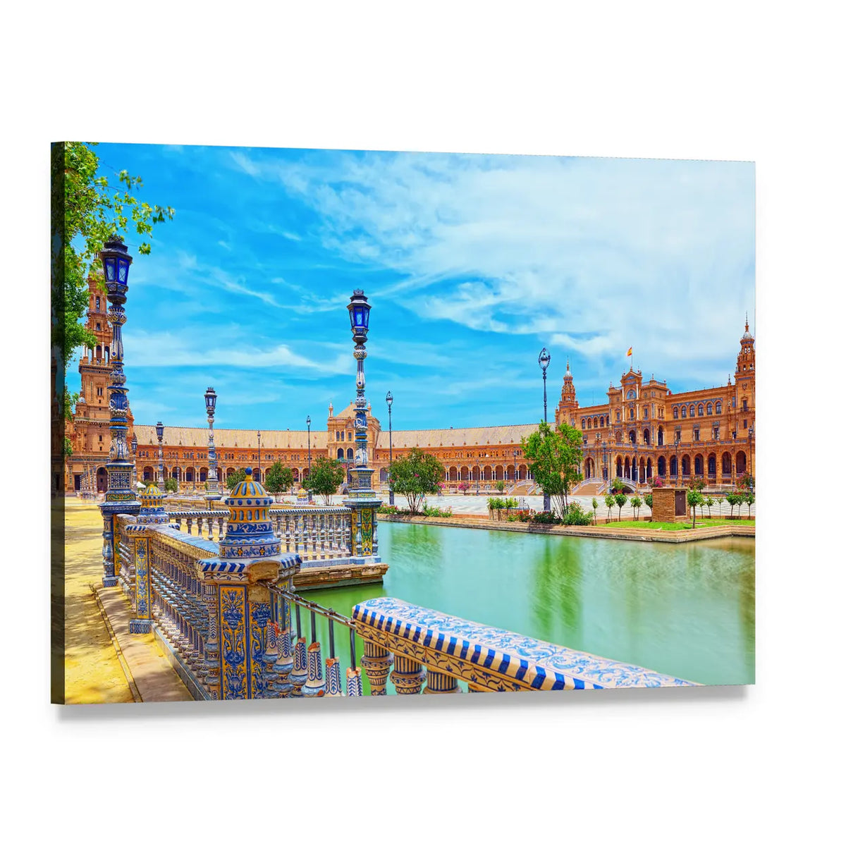 Plaza De España, Seville Canvas Wall Art, single panel gallery wrapped canvas, angled product view
