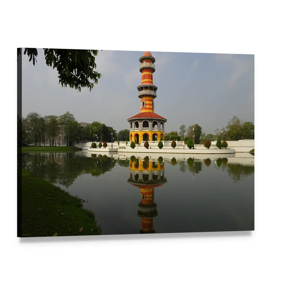 Bang Pa in Royal Summer Palace Canvas Wall Art, single panel gallery wrapped canvas, angled product view