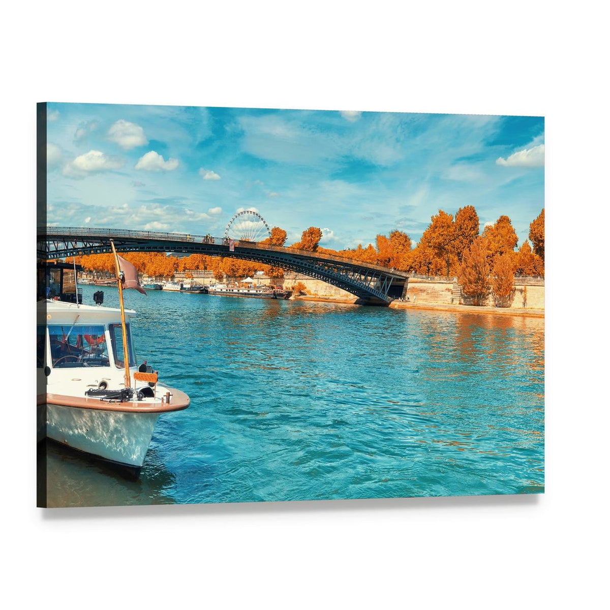 Seine River in Autumn Canvas Wall Art, single panel gallery wrapped canvas, angled product view