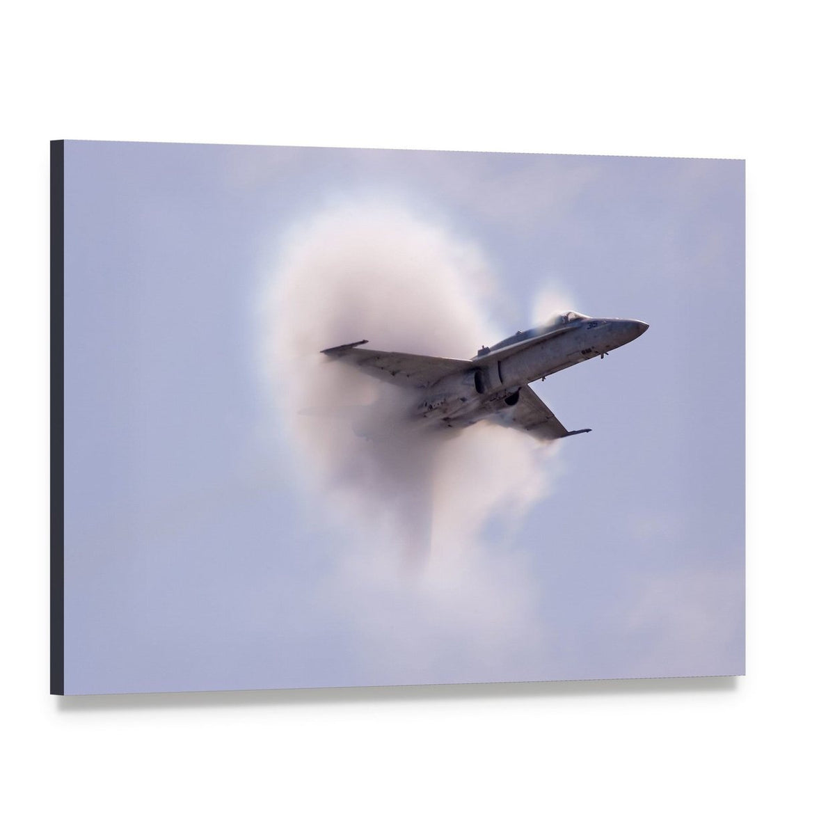 Supersonic Fighter Jet with Vapor Cone Canvas Wall Art, single panel gallery wrapped canvas, angled product view