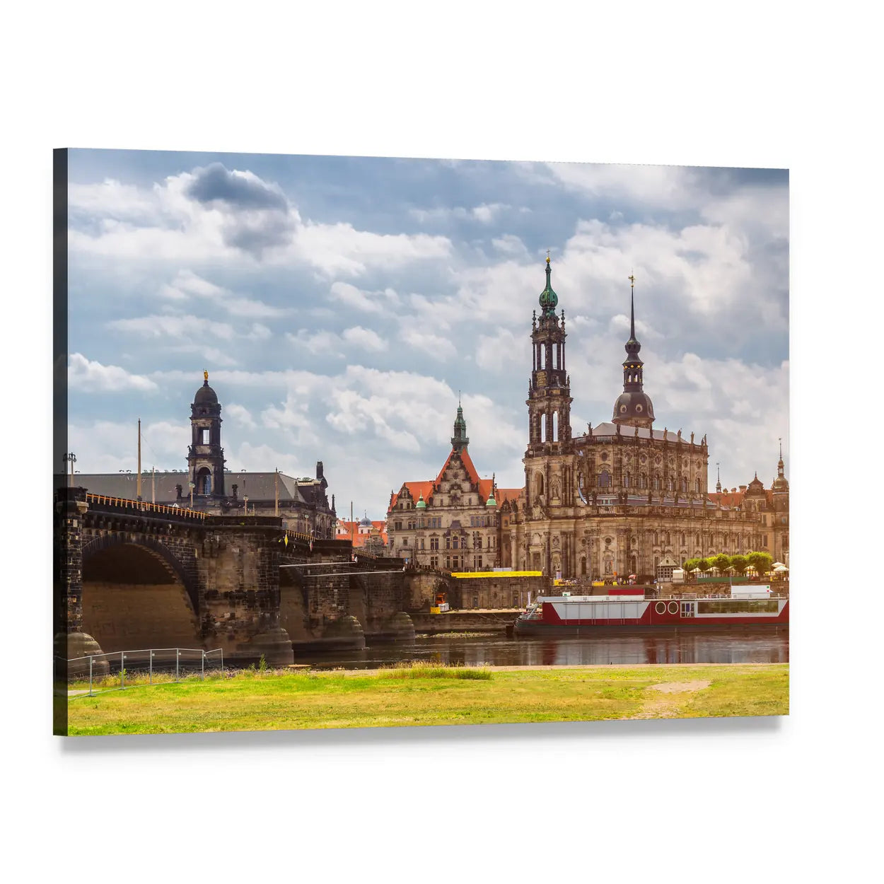 Dresden City Skyline Canvas Wall Art, single panel gallery wrapped canvas, angled product view