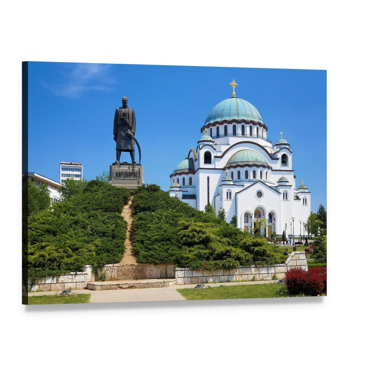 Temple of Saint Sava Canvas Wall Art, single panel gallery wrapped canvas, angled product view