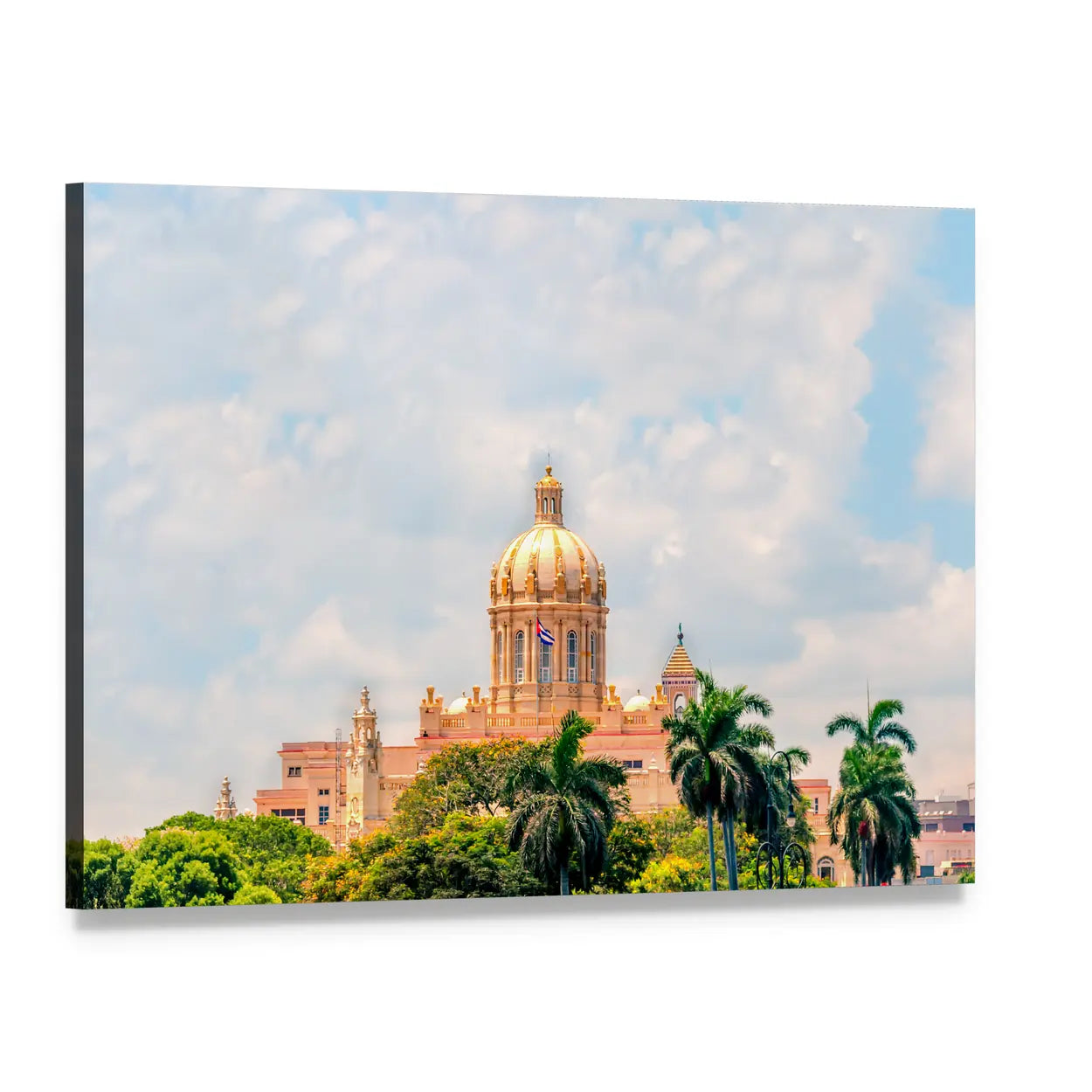 Ancient Building in Cuba Canvas Wall Art, single panel gallery wrapped canvas, angled product view