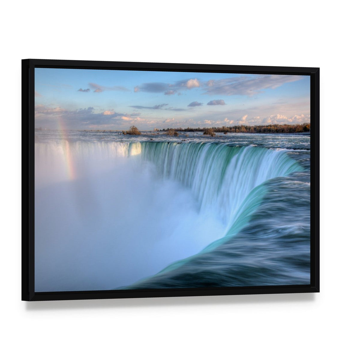 Niagara Waterfalls from Canadian Side Canvas Wall Art, framed canvas in a black floater frame, angled product view
