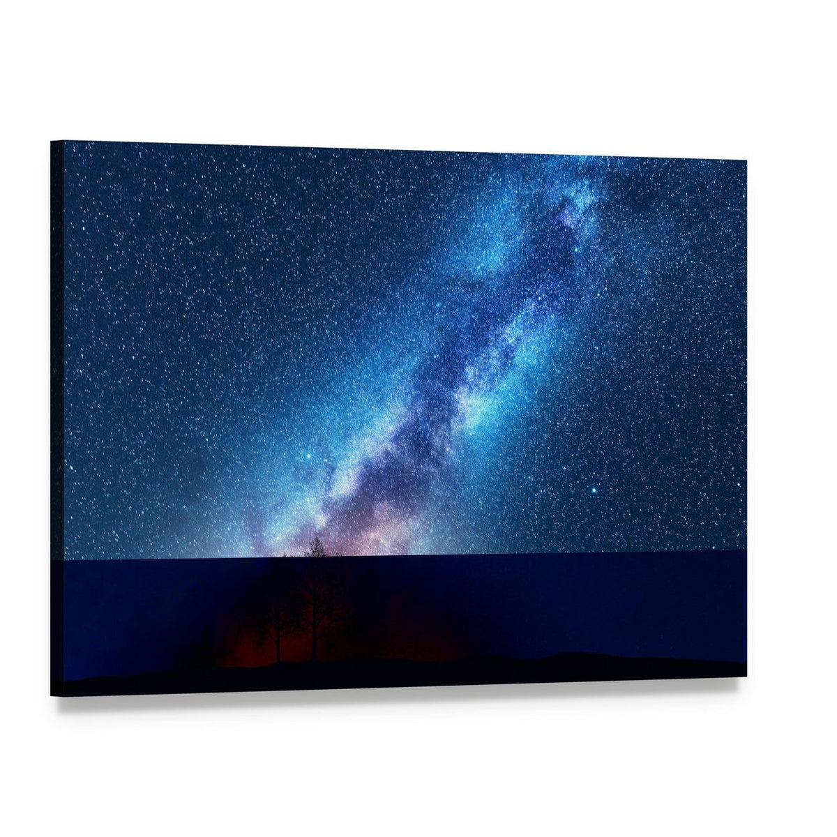 Milky Way Over Silhouetted Trees Canvas Wall Art, single panel gallery wrapped canvas, angled product view