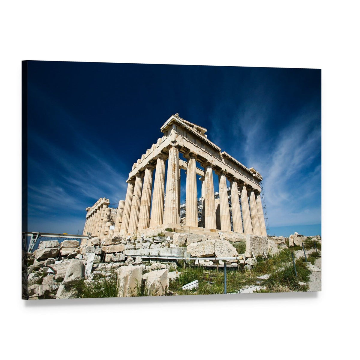 Parthenon at the Acropolis Canvas Wall Art, single panel gallery wrapped canvas, angled product view