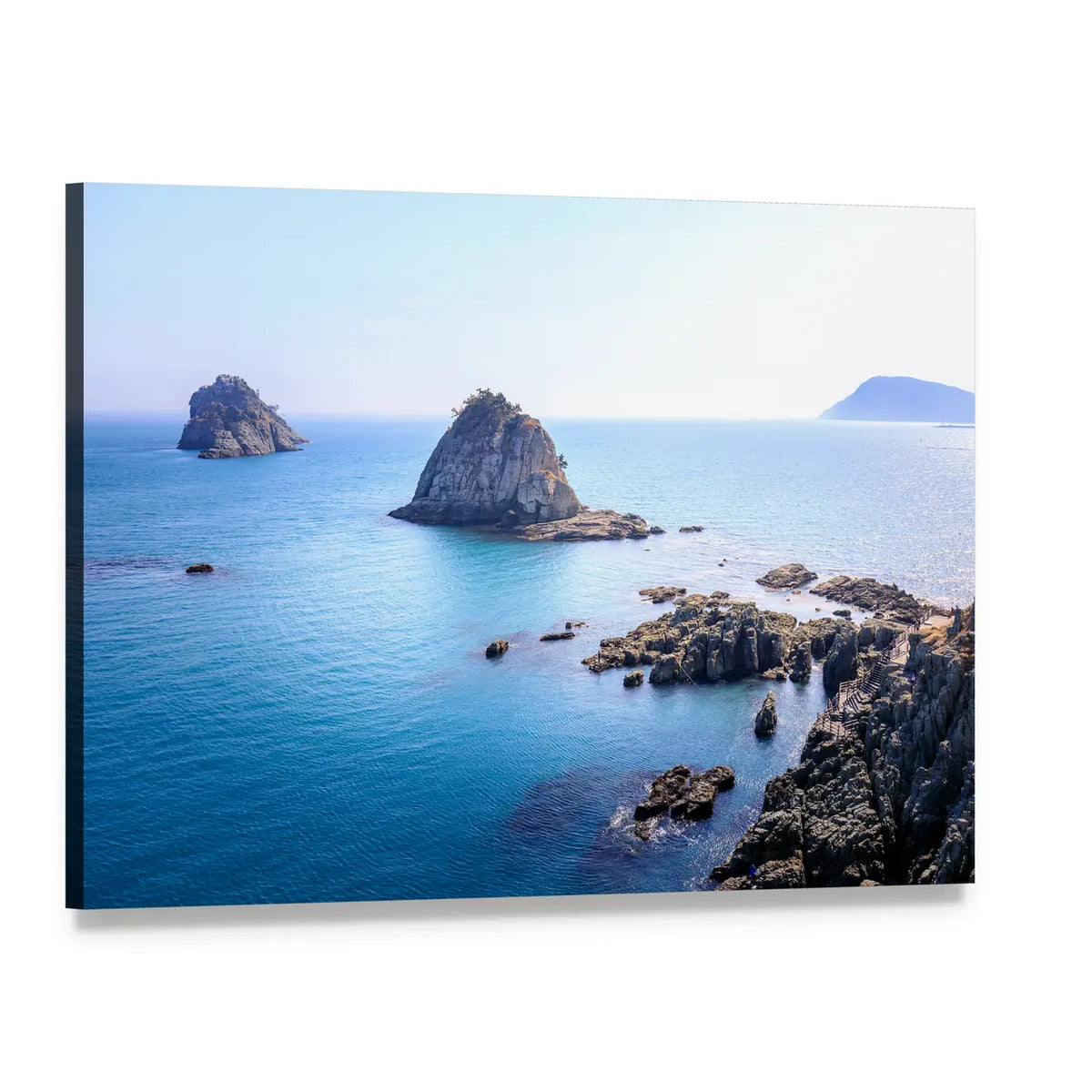 Oryukdo Islands Rocky Coastline Canvas Wall Art, single panel gallery wrapped canvas, angled product view