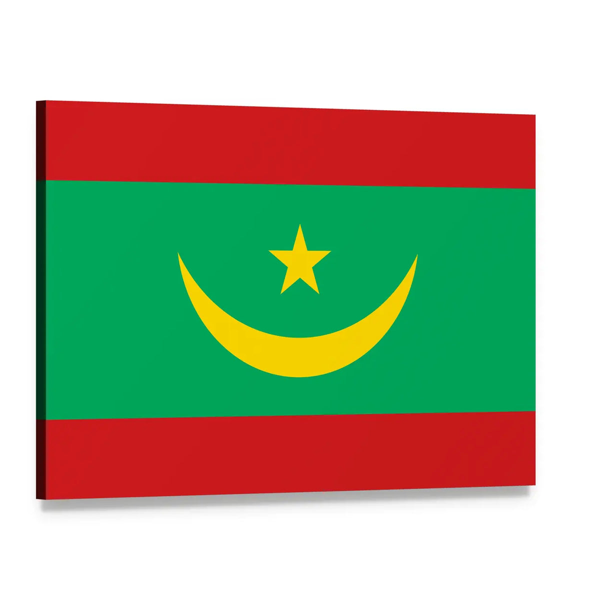 Flag of Mauritania Canvas Wall Art, single panel gallery wrapped canvas, angled product view
