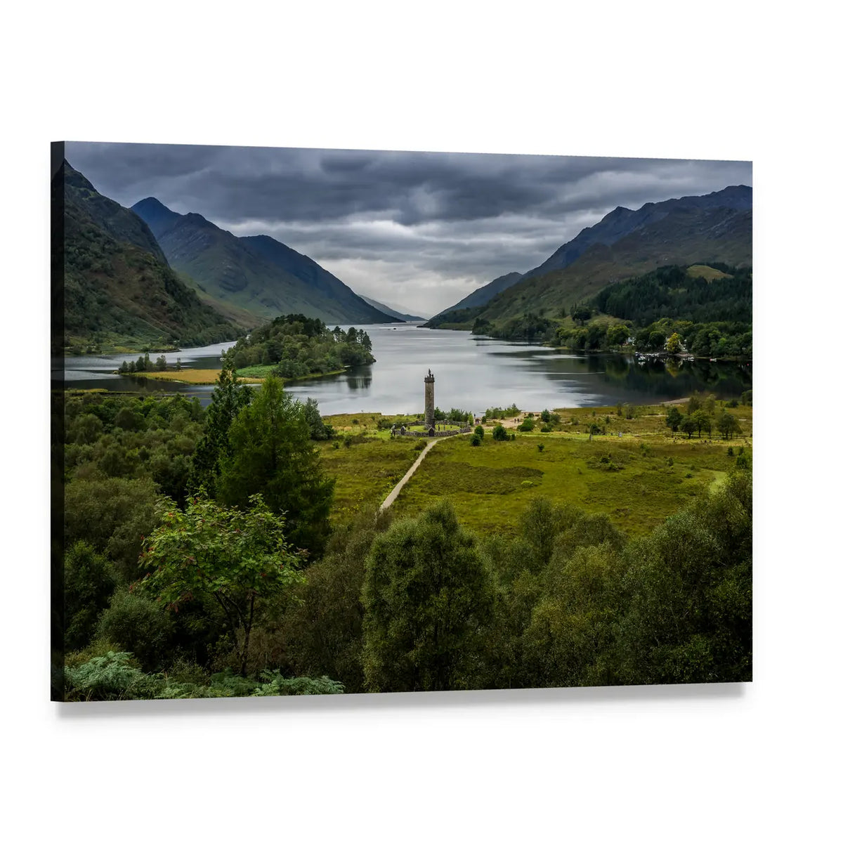 Shores of Loch Shiel Canvas Wall Art, single panel gallery wrapped canvas, angled product view