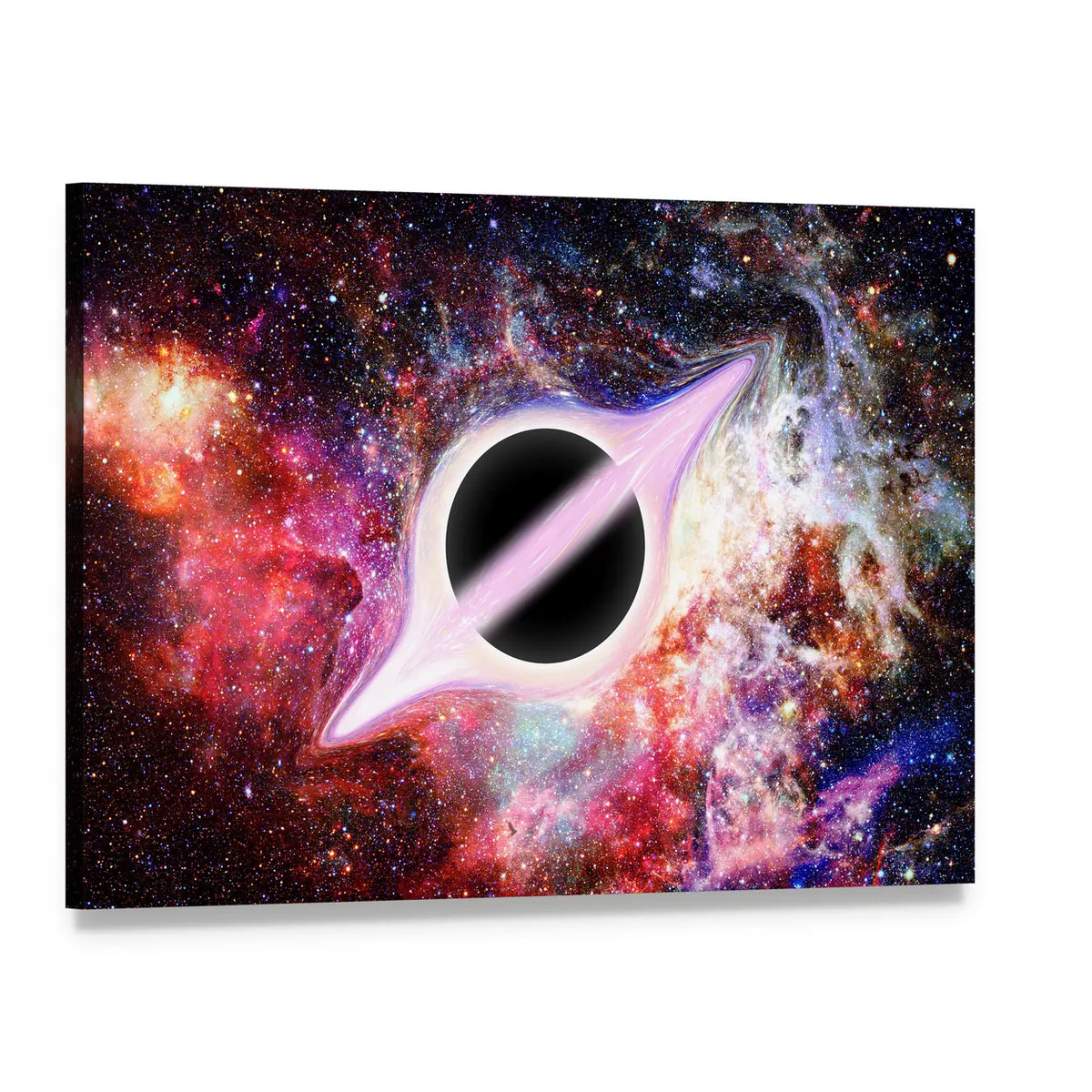 Black Hole with Swirling Accretion Disk Canvas Wall Art, single panel gallery wrapped canvas, angled product view