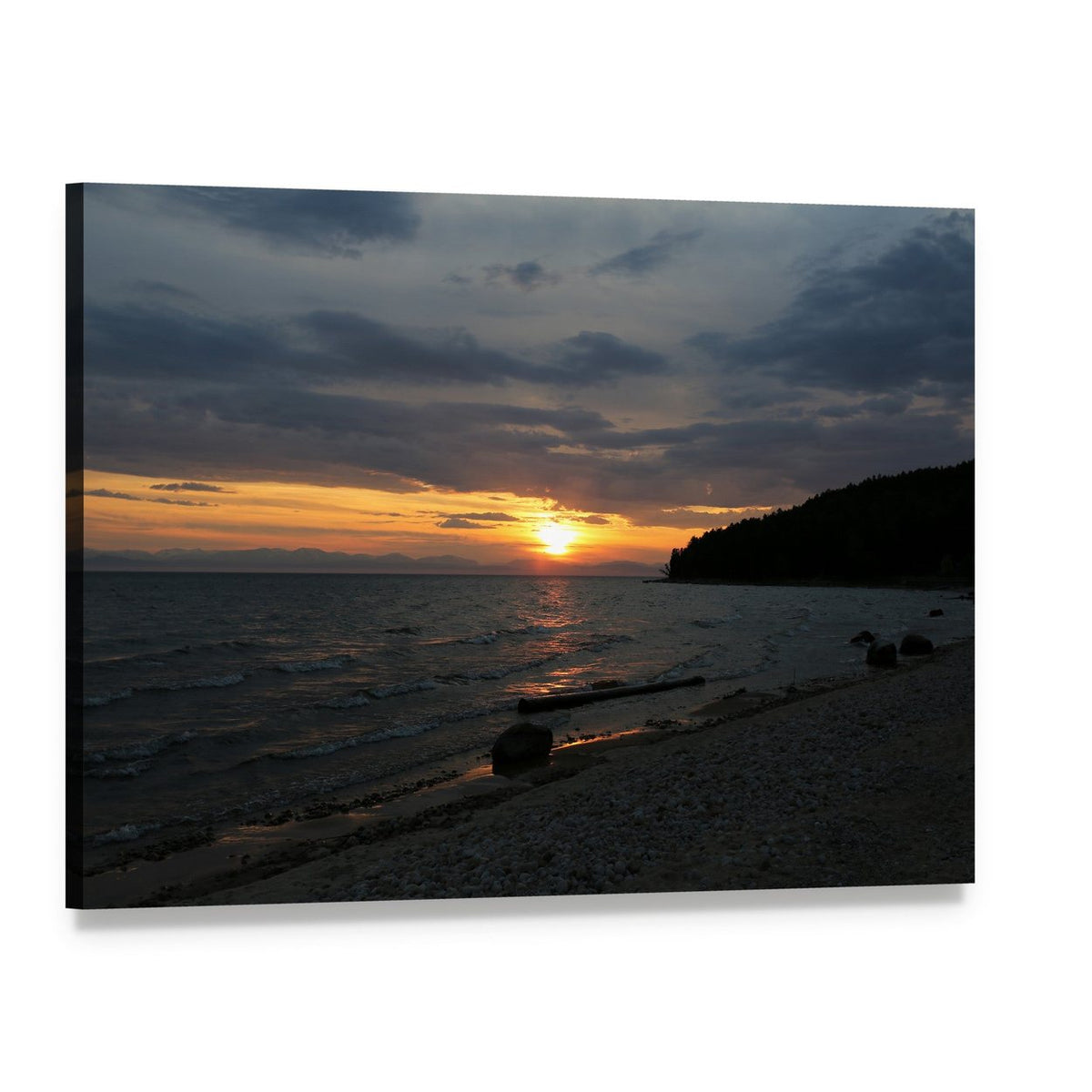 Baikal Lake at Sunset Canvas Wall Art, single panel gallery wrapped canvas, angled product view