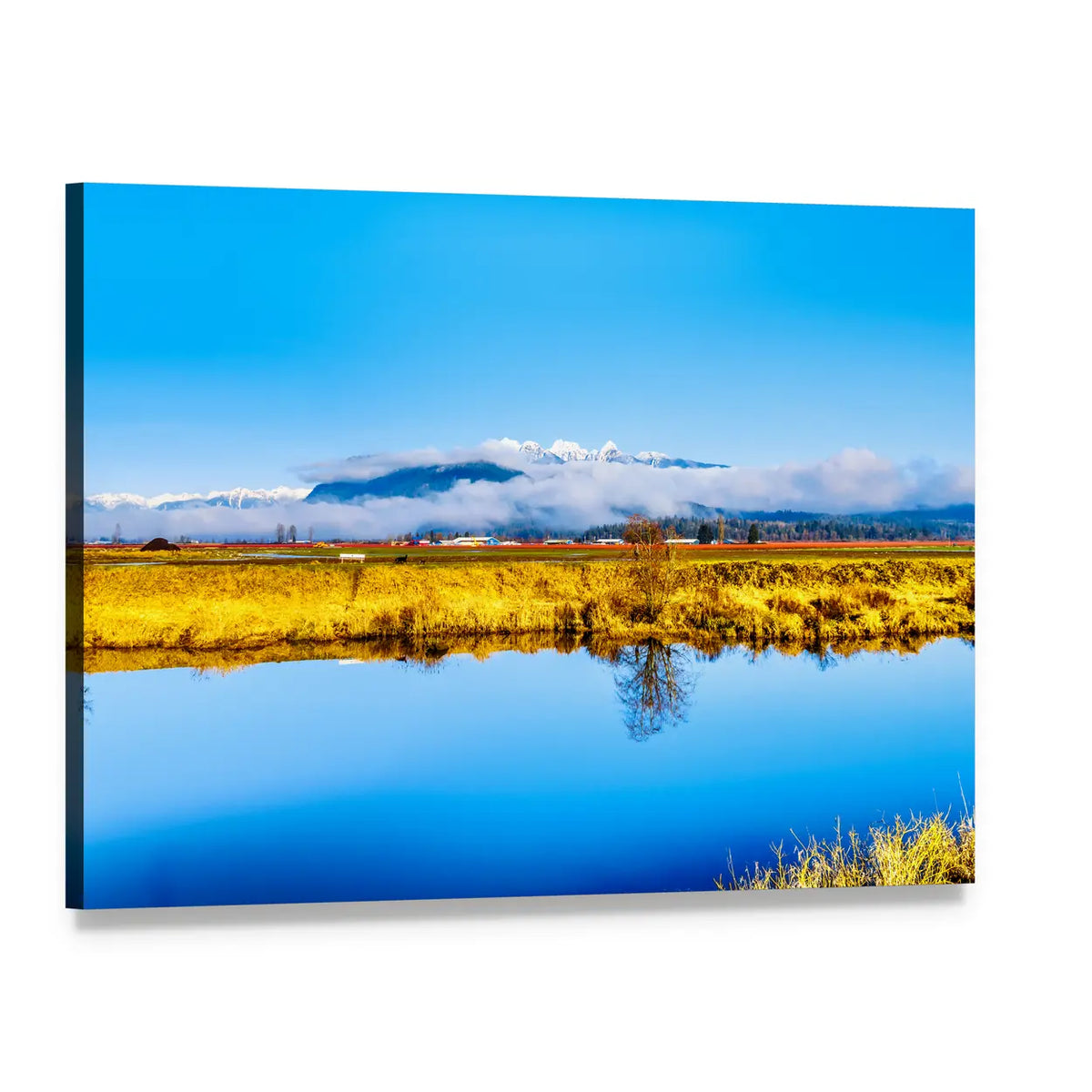Smooth Alouette River Reflection Canvas Wall Art, single panel gallery wrapped canvas, angled product view