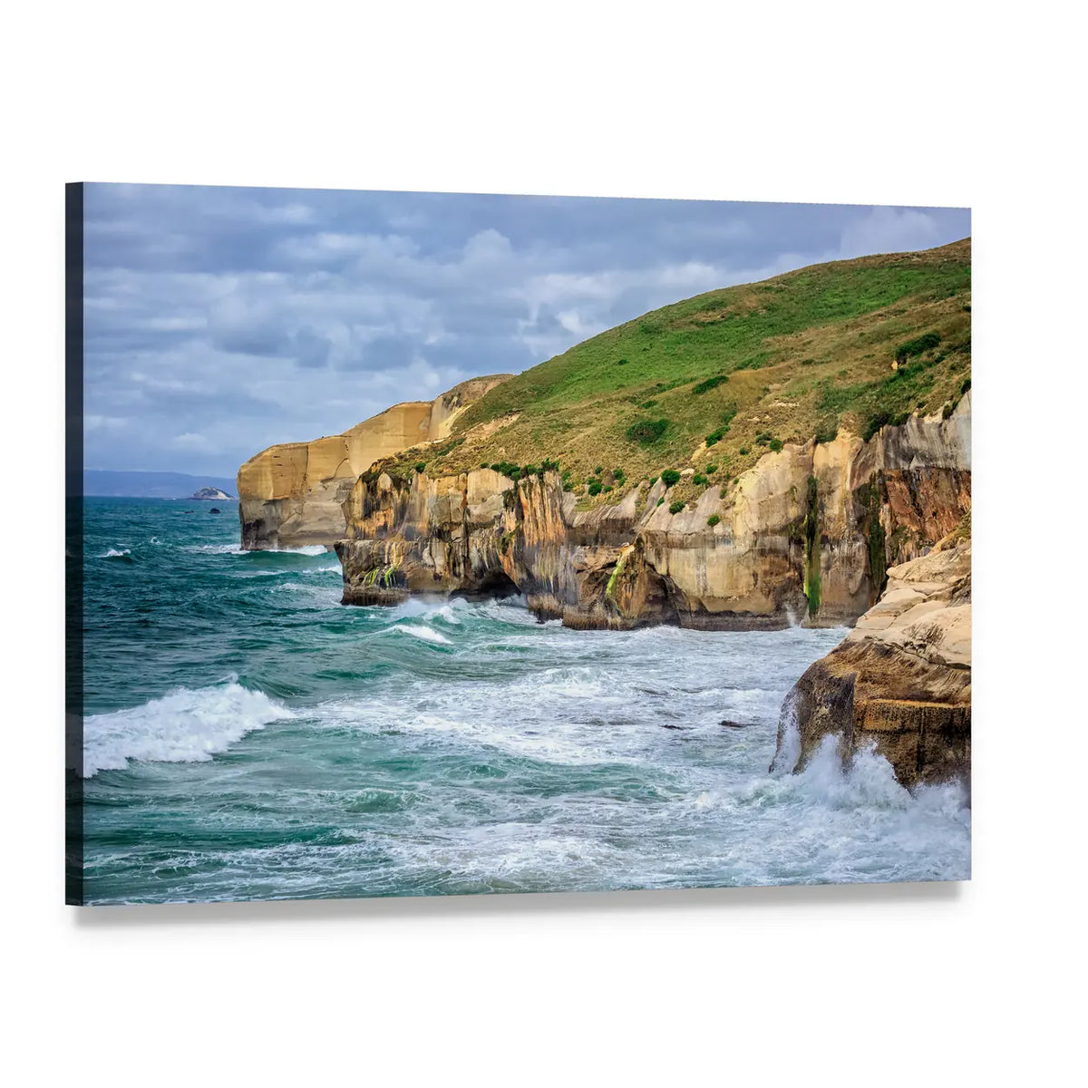 Tunnel Beach at Dunedin Canvas Wall Art, single panel gallery wrapped canvas, angled product view