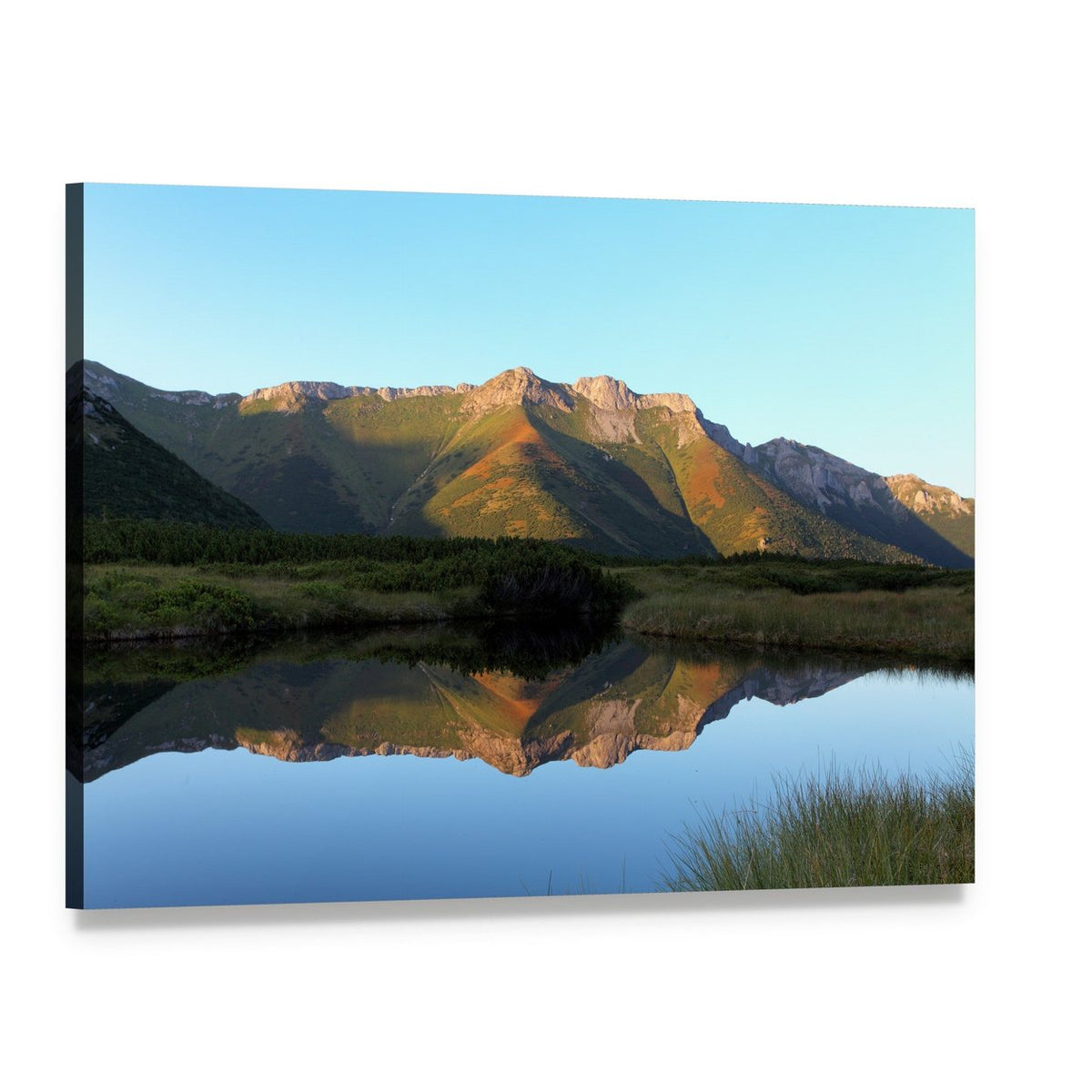 Trojrohe Lake at Sunset Canvas Wall Art, single panel gallery wrapped canvas, angled product view