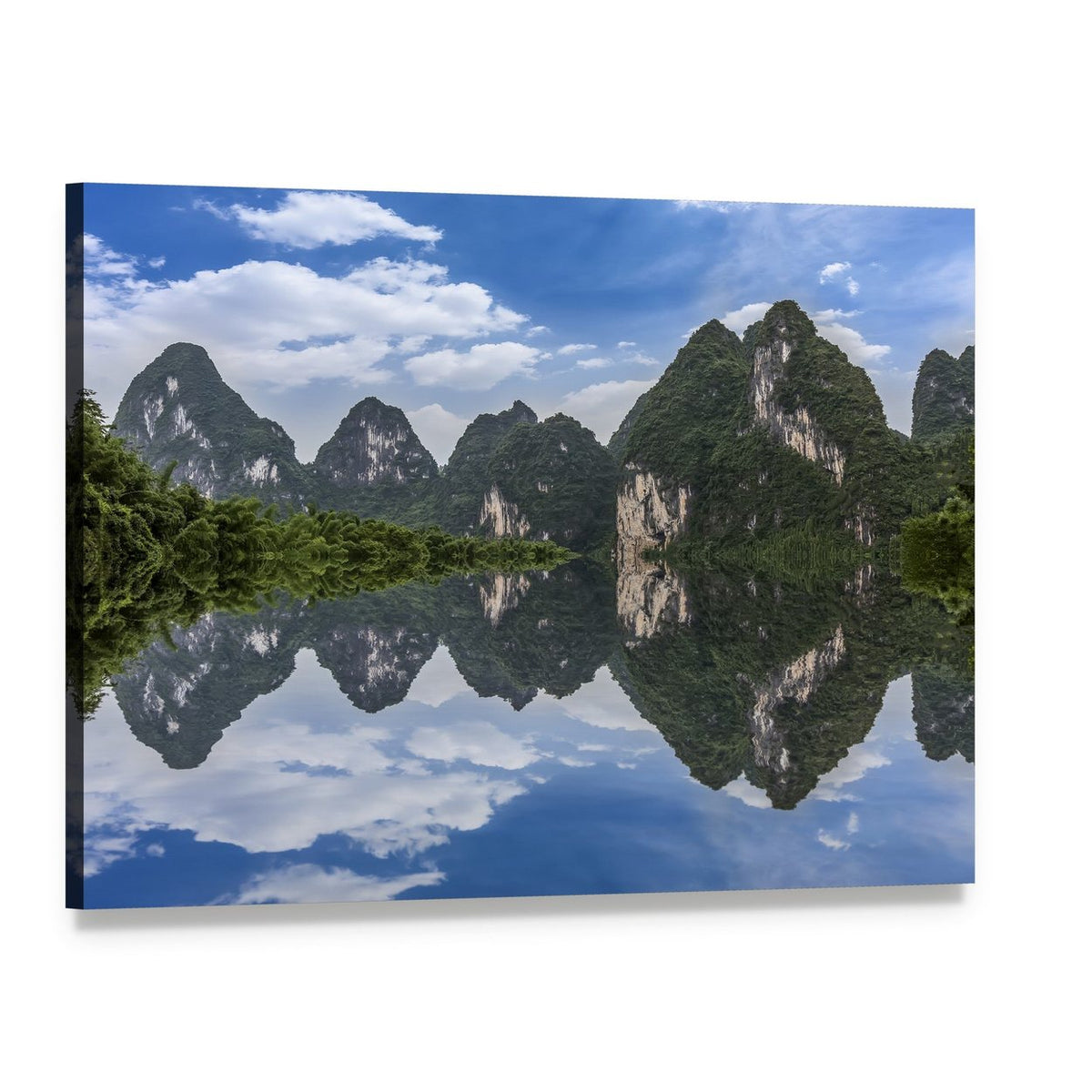 Li River in Guilin Reflection Canvas Wall Art, single panel gallery wrapped canvas, angled product view