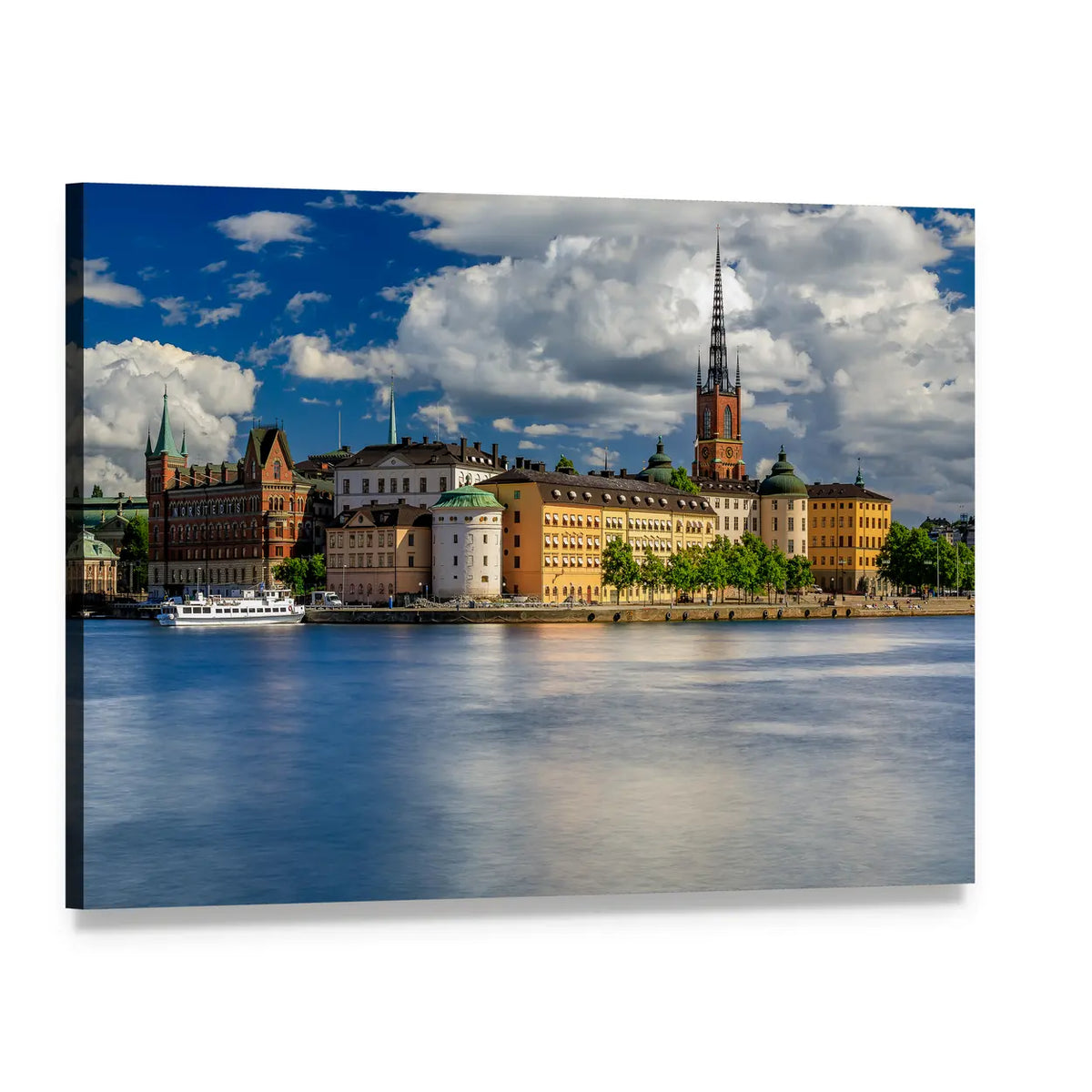 Tourist Ferry on Lake Malaren Canvas Wall Art, single panel gallery wrapped canvas, angled product view