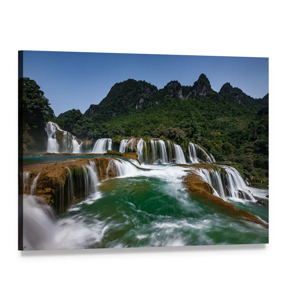 Detian Waterfall Landscape Canvas Wall Art, single panel gallery wrapped canvas, angled product view