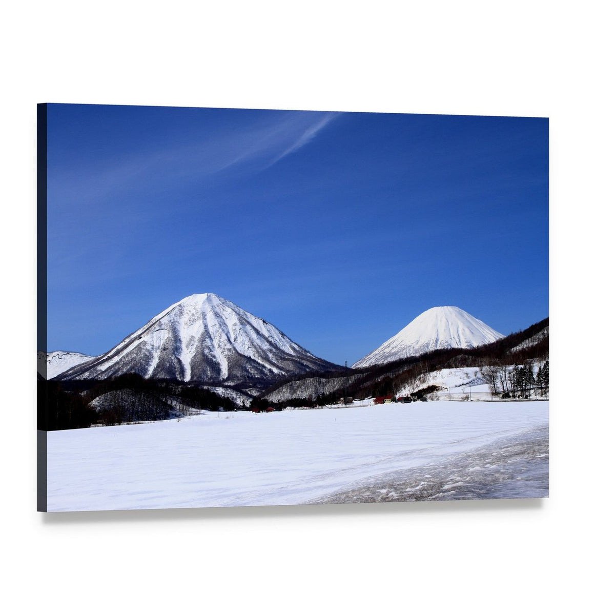 Snow-capped Mountains with Frozen Lake Canvas Wall Art, single panel gallery wrapped canvas, angled product view