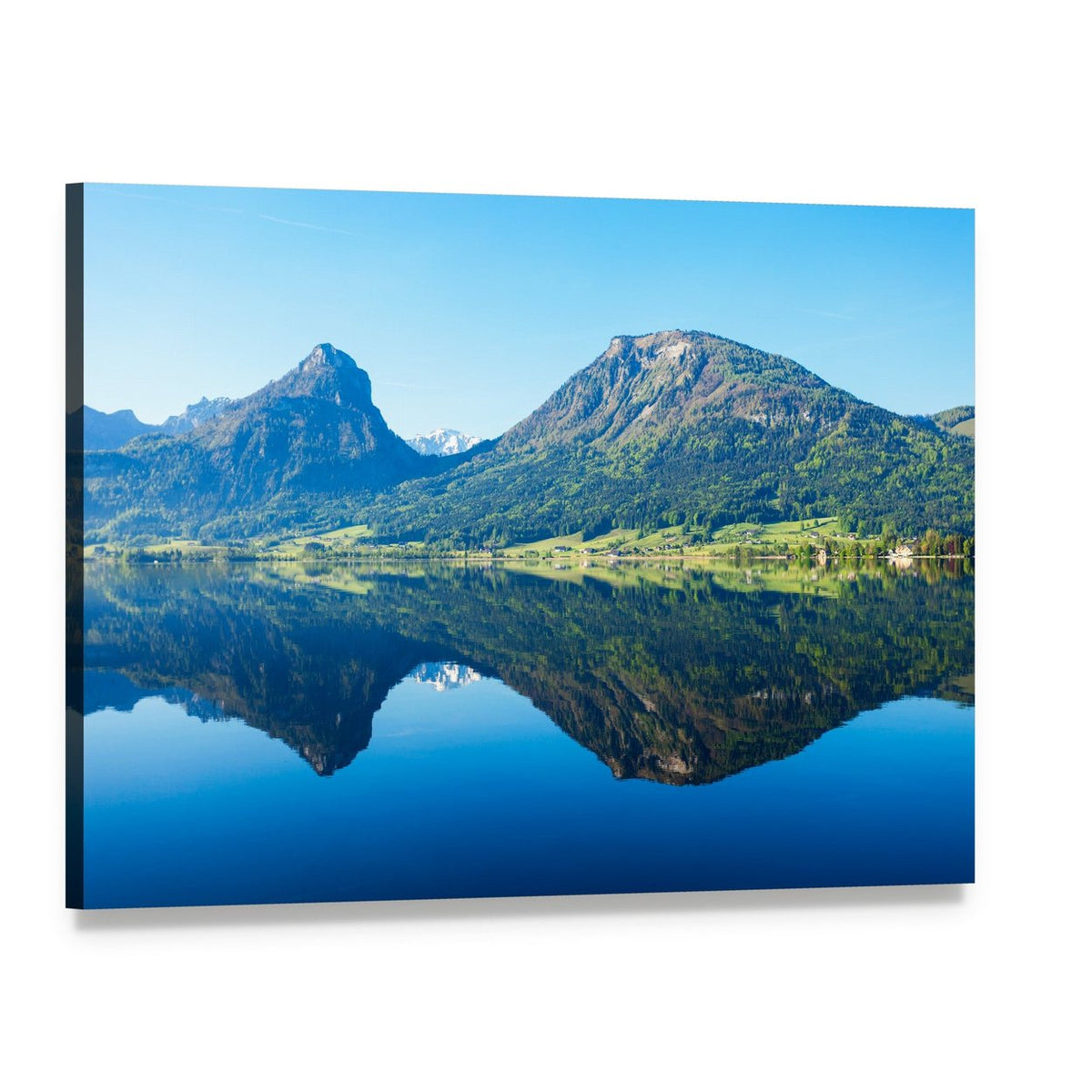 Wolfgangsee Lake in Austria Canvas Wall Art, single panel gallery wrapped canvas, angled product view