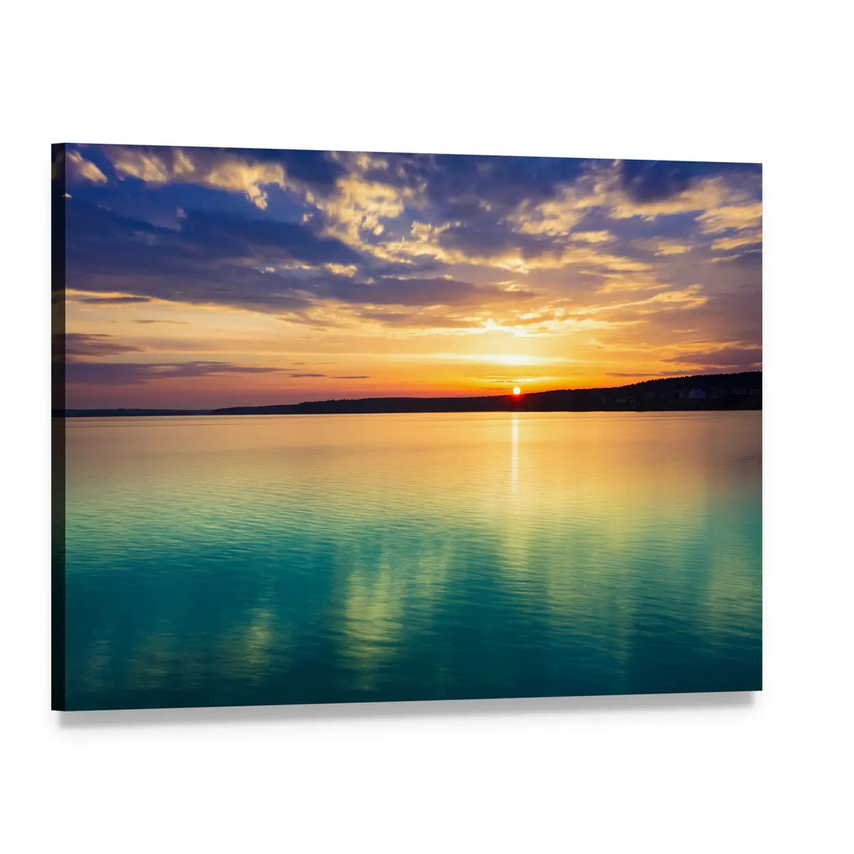 Sunset Over a River in Russia Canvas Wall Art, single panel gallery wrapped canvas, angled product view