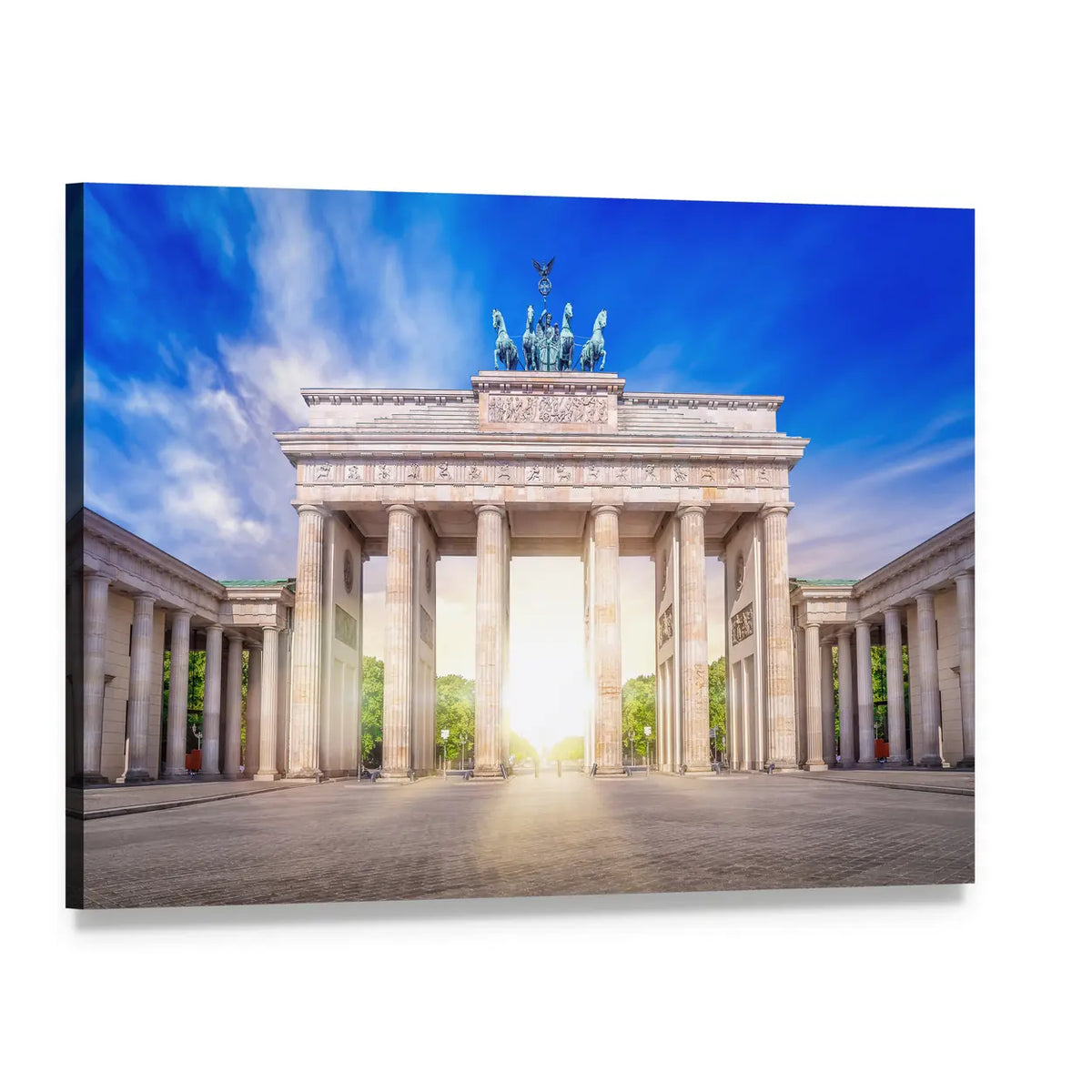 Brandenburg Gate with Sunlit Arch Canvas Wall Art, single panel gallery wrapped canvas, angled product view