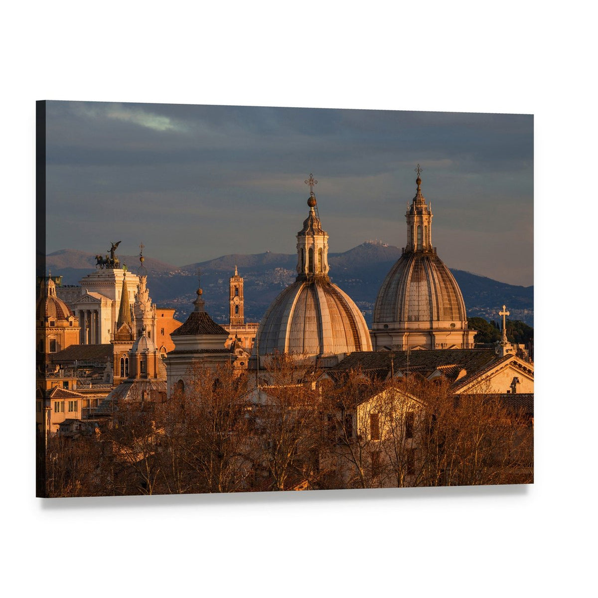 Rome Historic Center at Sunset Canvas Wall Art, single panel gallery wrapped canvas, angled product view