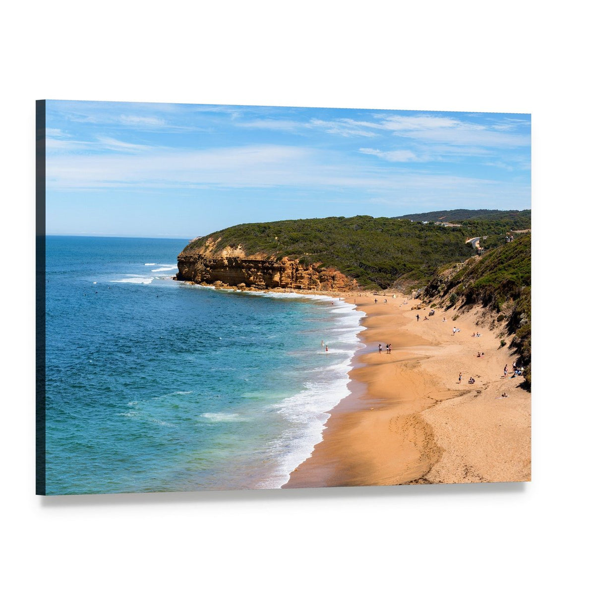 Great Ocean Road Beach and Cliffs Canvas Wall Art, single panel gallery wrapped canvas, angled product view