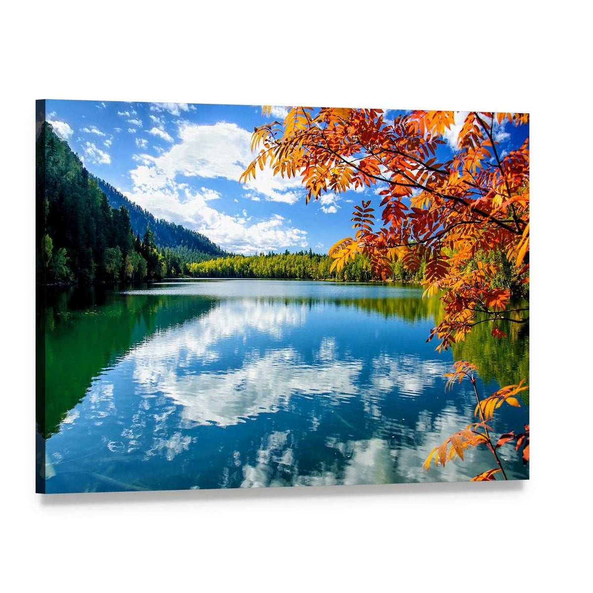 Siberia Lake with Reflection Canvas Wall Art, single panel gallery wrapped canvas, angled product view
