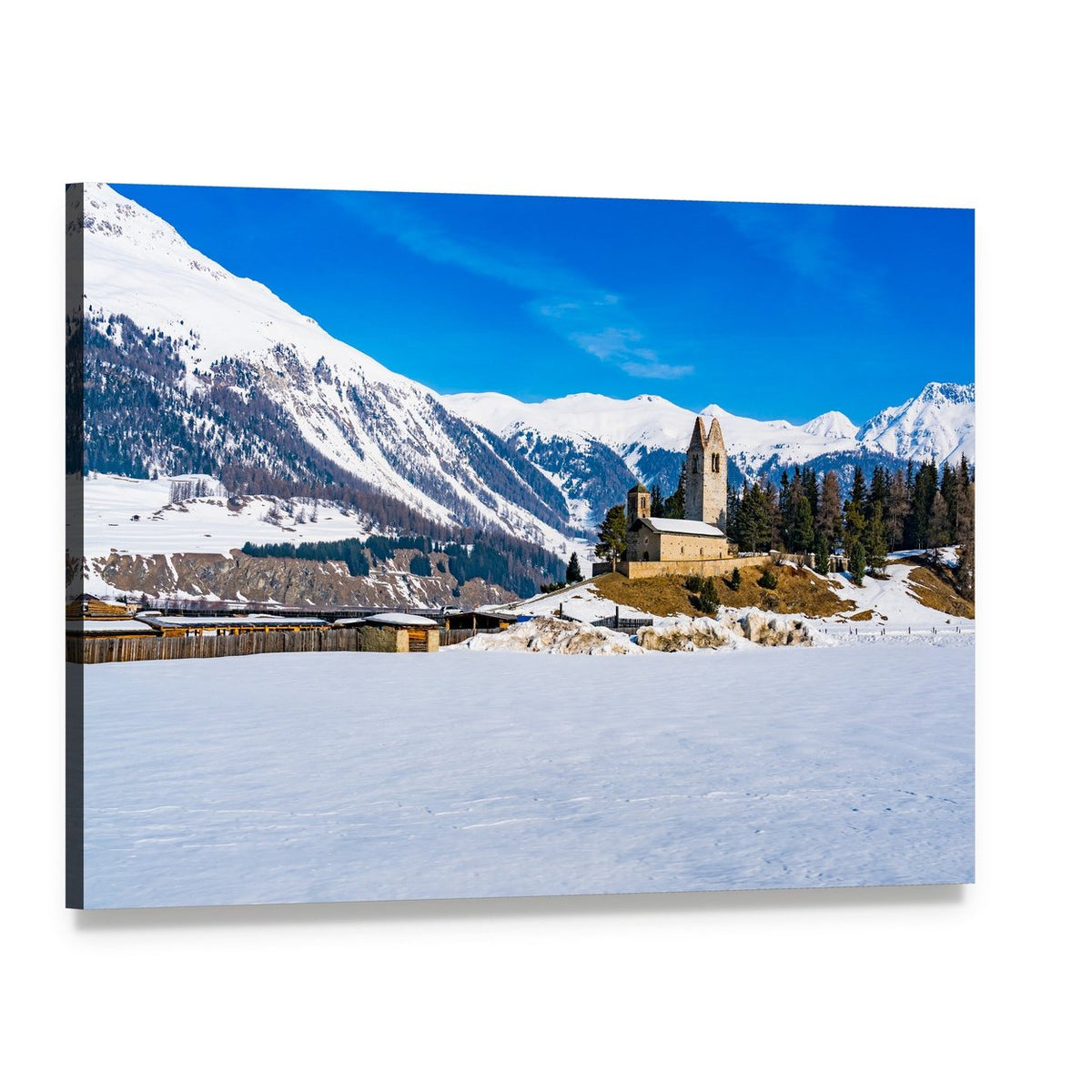 San Gian Church in Switzerland Canvas Wall Art, single panel gallery wrapped canvas, angled product view