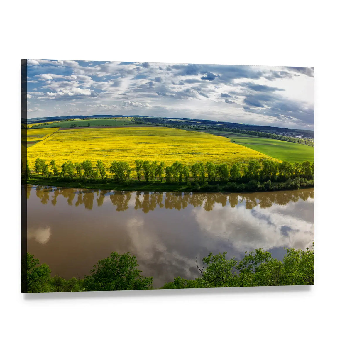 Dniester River Valley Canvas Wall Art, single panel gallery wrapped canvas, angled product view