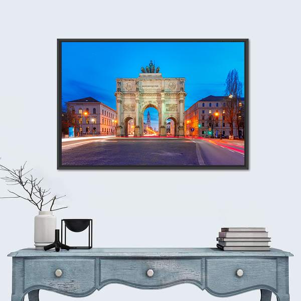 Siegestor Triumphal Arch at Twilight Canvas Wall Art